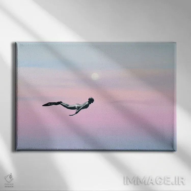 تابلو غواص سورئال در آسمان اثر پیج ترنر - نمای روبهرو روی دیوار