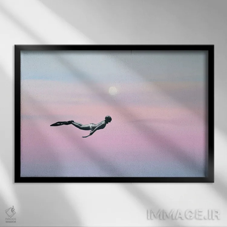 تابلو غواص سورئال در آسمان اثر پیج ترنر - نمای قابدار مشکی
