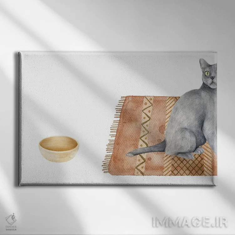 تابلو گربه و کاسهٔ خالی اثر پیج ترنر - نمای روبهرو روی دیوار