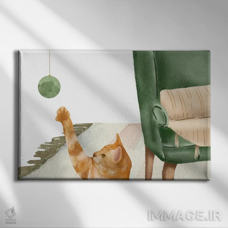 تابلو گربه و اسباببازی اثر پیج ترنر - نمای روبهرو روی دیوار