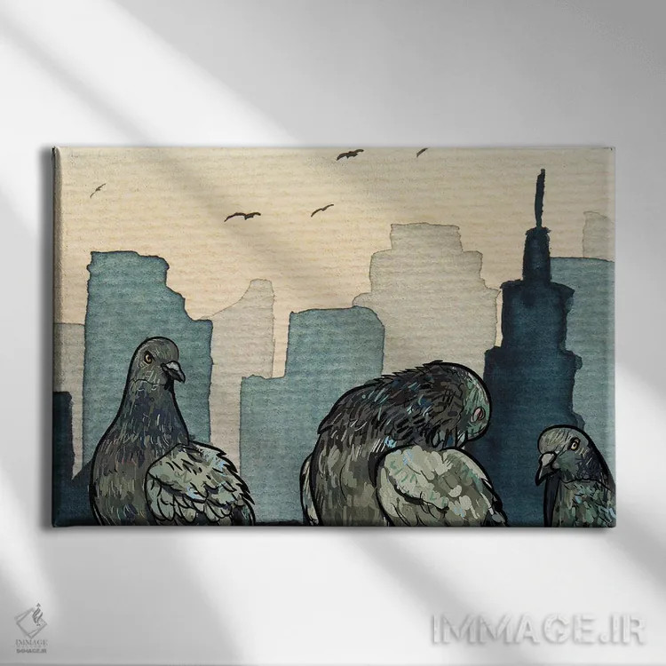 تابلو کبوترها در شهر اثر پیج ترنر - نمای روبهرو روی دیوار