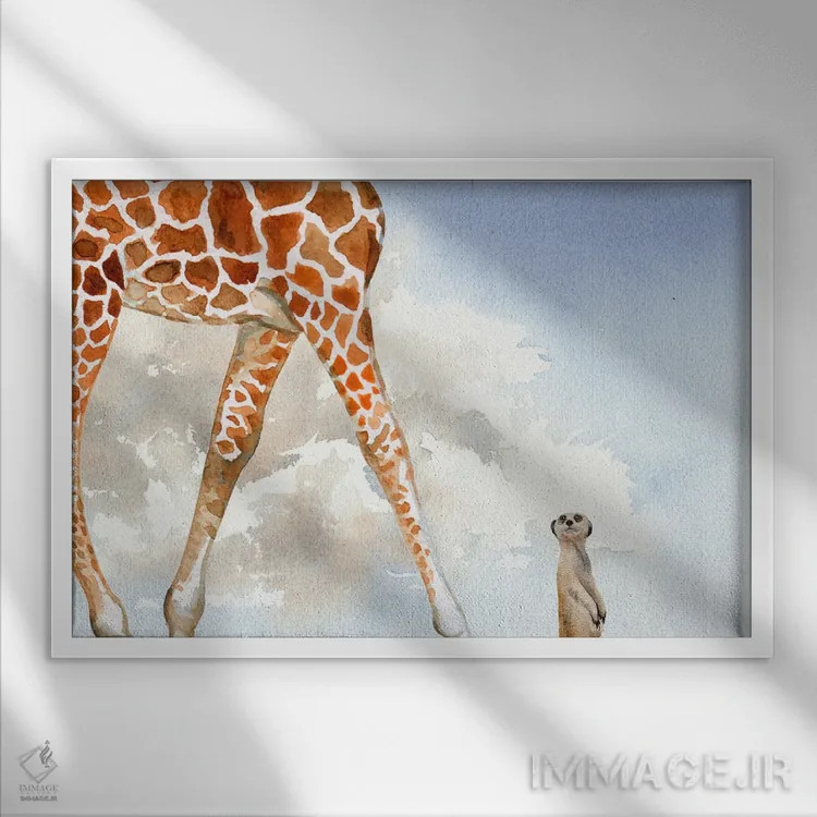 تابلو حیوانات بامزه اثر پیج ترنر - نمای قابدار سفید