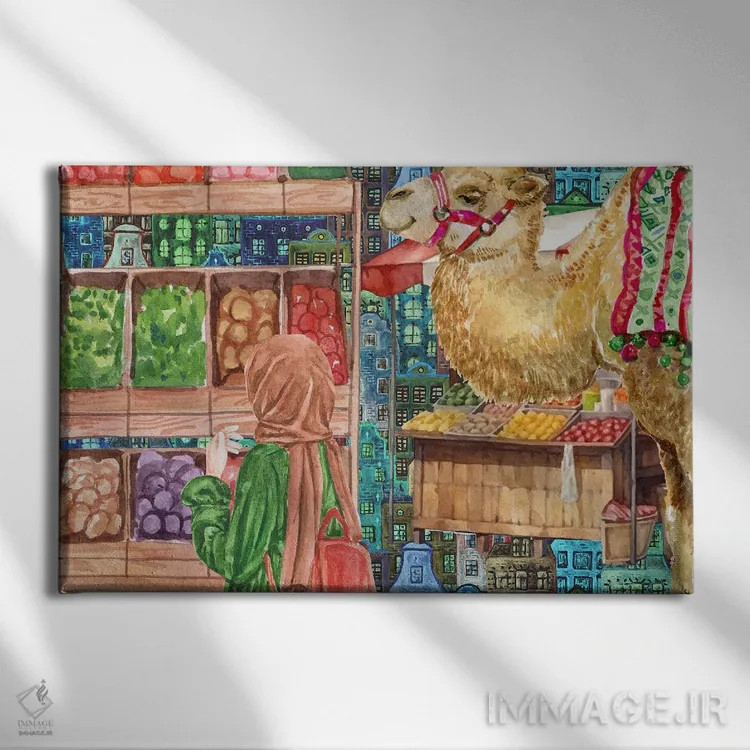 تابلو سفر به بازارها اثر پیج ترنر - نمای روبهرو روی دیوار