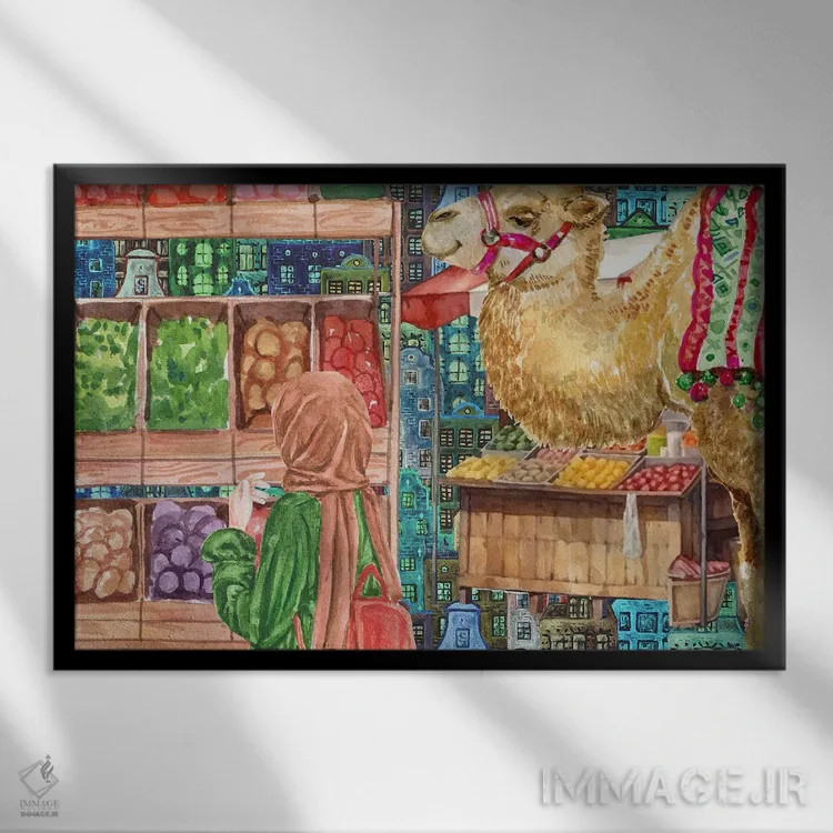 تابلو سفر به بازارها اثر پیج ترنر - نمای قابدار مشکی