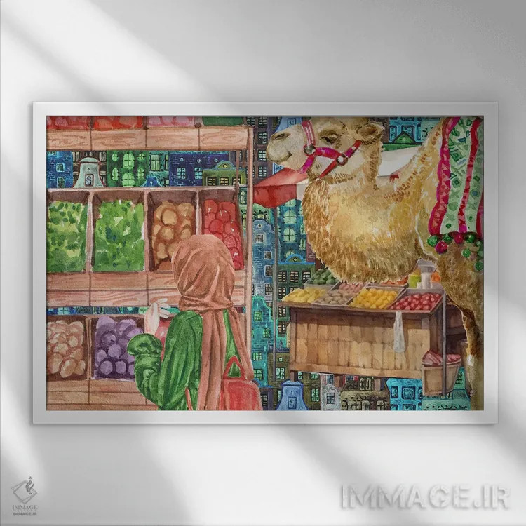 تابلو سفر به بازارها اثر پیج ترنر - نمای قابدار سفید