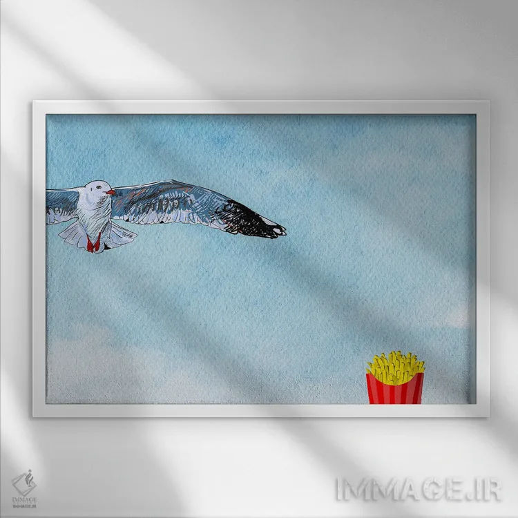 تابلو حیوانات بامزه اثر پیج ترنر - نمای قابدار سفید