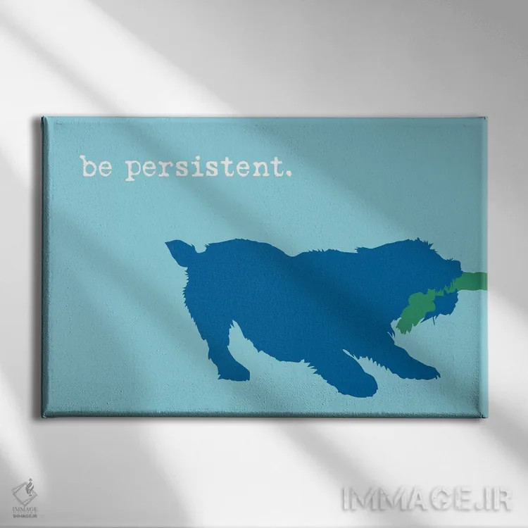 تابلو پافشاری کن، آبی روی آبی اثر داگ ایز گود اند کت ایز گود (برند طراحی) - نمای روبهرو روی دیوار