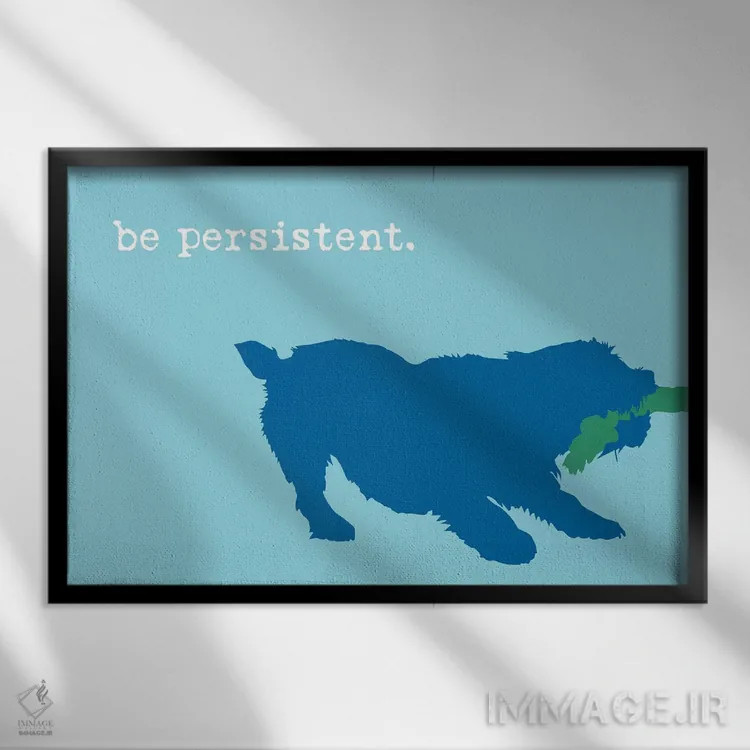 تابلو پافشاری کن، آبی روی آبی اثر داگ ایز گود اند کت ایز گود (برند طراحی) - نمای قابدار مشکی