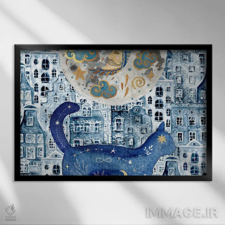 تابلو روح گربهٔ نیمهشب اثر پیج ترنر - نمای قابدار مشکی