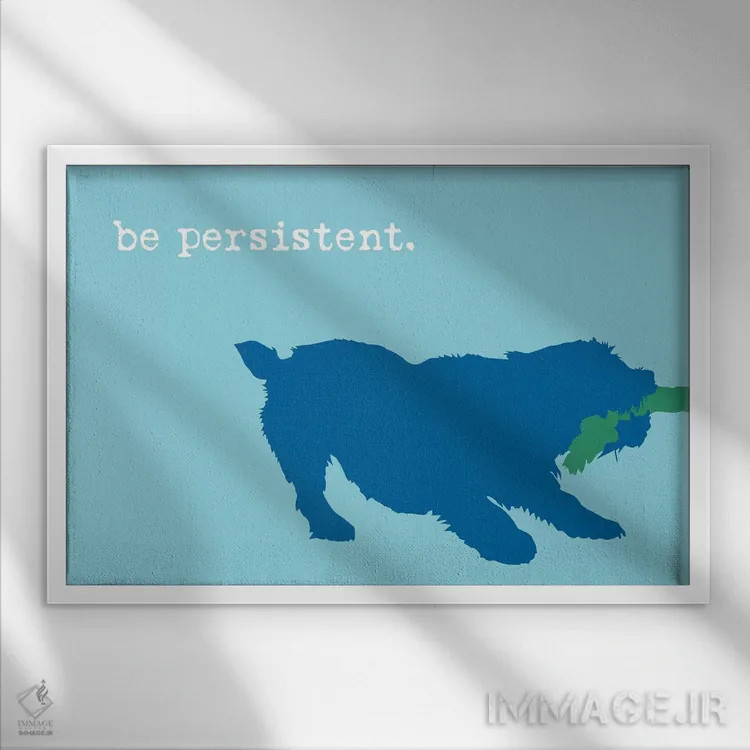 تابلو پافشاری کن، آبی روی آبی اثر داگ ایز گود اند کت ایز گود (برند طراحی) - نمای قابدار سفید