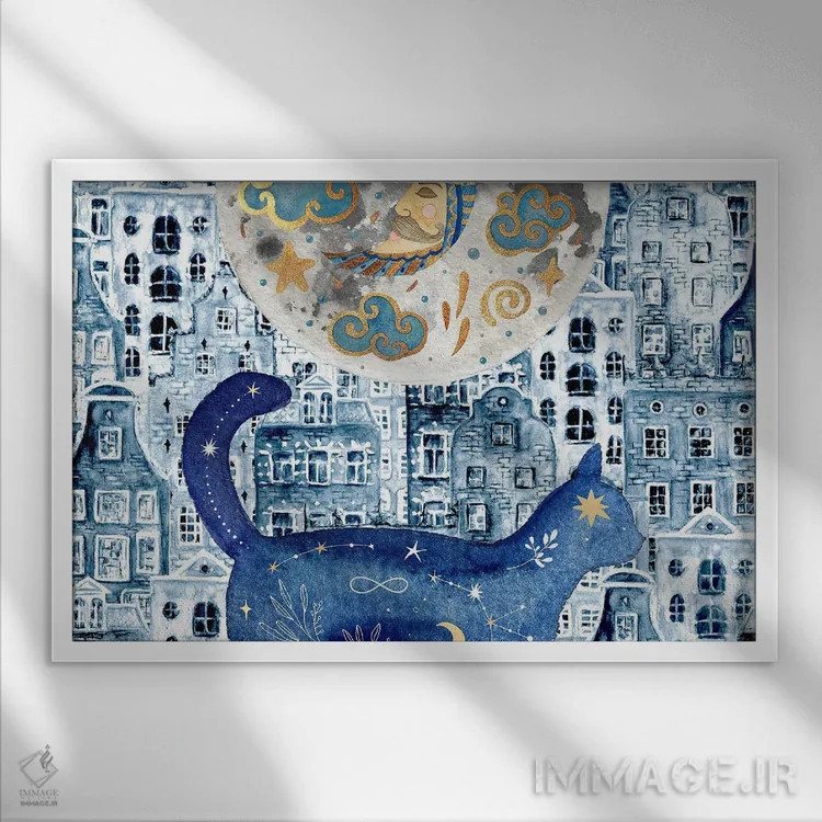 تابلو روح گربهٔ نیمهشب اثر پیج ترنر - نمای قابدار سفید