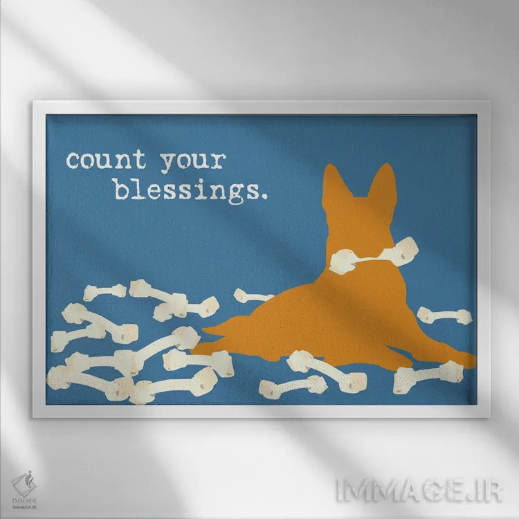 تابلو برکتها اثر داگ ایز گود اند کت ایز گود (برند طراحی) - نمای قابدار سفید