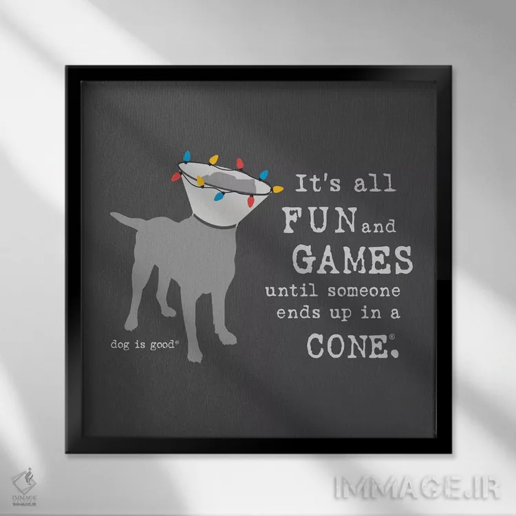 تابلو تفریح و بازی در تعطیلات اثر داگ ایز گود اند کت ایز گود (برند طراحی) - نمای قابدار مشکی