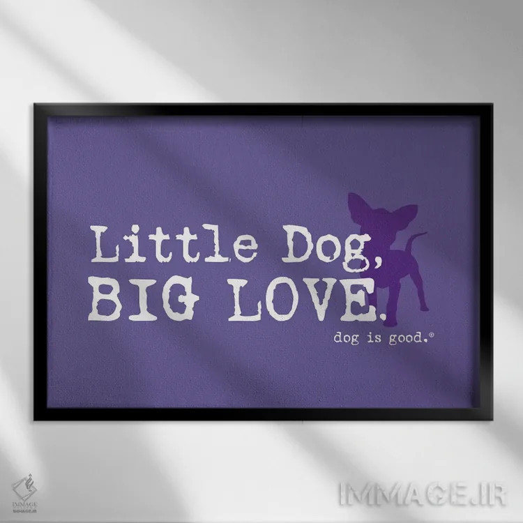 تابلو سگ کوچولو، عشق بزرگ اثر داگ ایز گود اند کت ایز گود (برند طراحی) - نمای قابدار مشکی