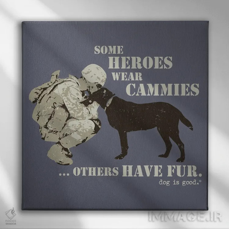 تابلو برخی قهرمانها لباس فرم نظامی میپوشند اثر داگ ایز گود اند کت ایز گود (برند طراحی) - نمای روبهرو روی دیوار