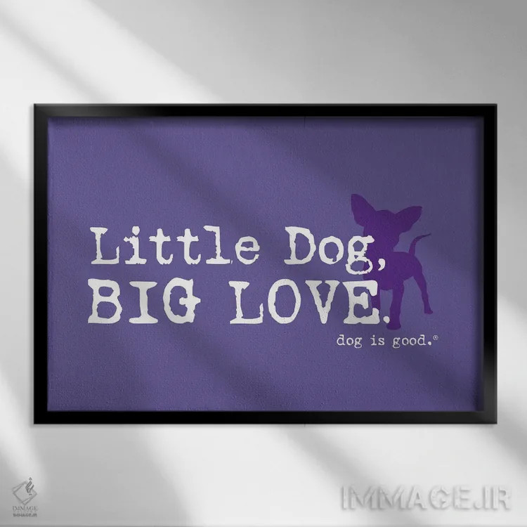 تابلو سگ کوچولو، عشق بزرگ اثر داگ ایز گود اند کت ایز گود (برند طراحی) - نمای قابدار مشکی