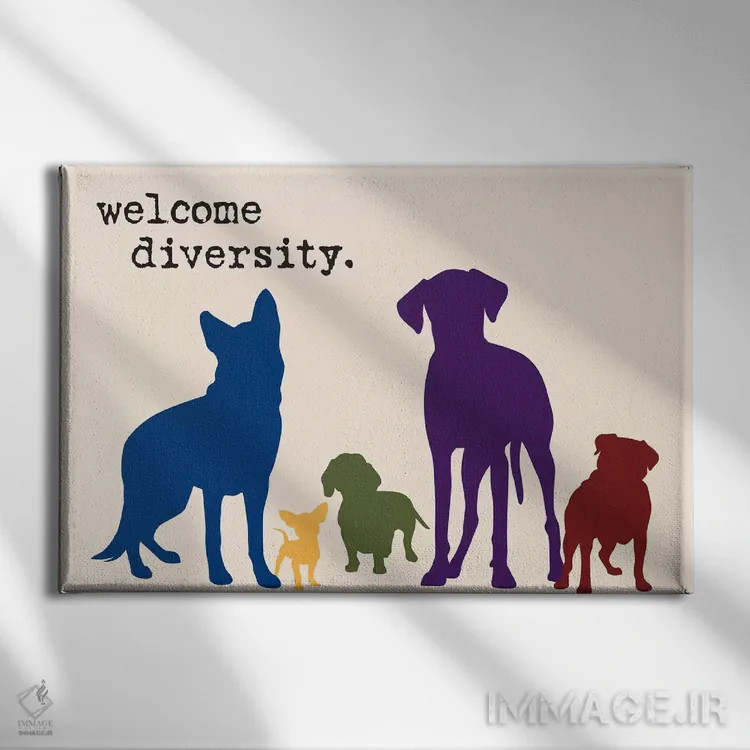 تابلو تنوع اثر داگ ایز گود اند کت ایز گود (برند طراحی) - نمای روبهرو روی دیوار