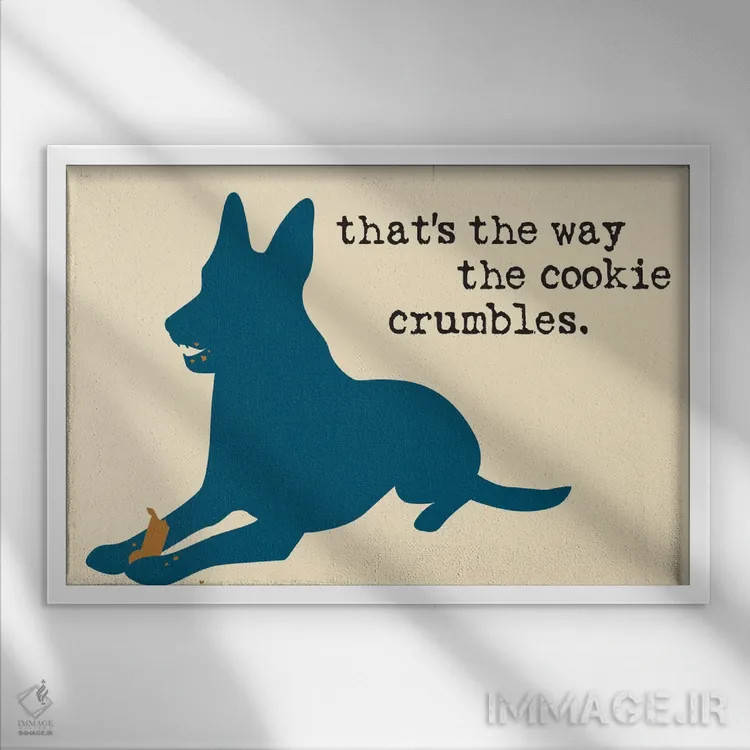 تابلو تکهتکه شدن کلوچه اثر داگ ایز گود اند کت ایز گود (برند طراحی) - نمای قابدار سفید