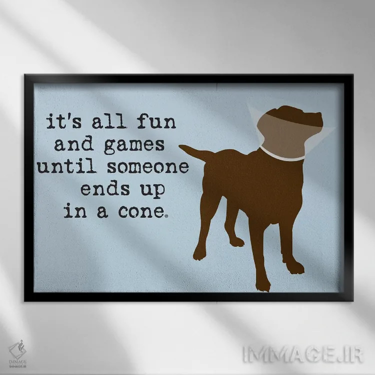 تابلو تفریح و بازی اثر داگ ایز گود اند کت ایز گود (برند طراحی) - نمای قابدار مشکی