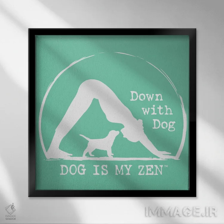 تابلو همراه با سگ اثر داگ ایز گود اند کت ایز گود (برند طراحی) - نمای قابدار مشکی