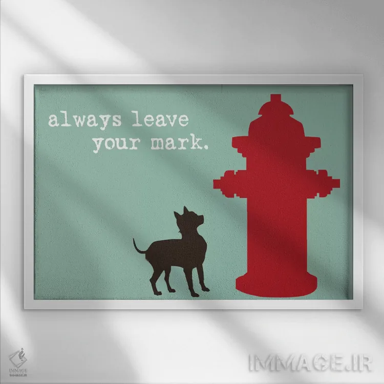 تابلو ردپای خود را بگذار اثر داگ ایز گود اند کت ایز گود (برند طراحی) - نمای قابدار سفید
