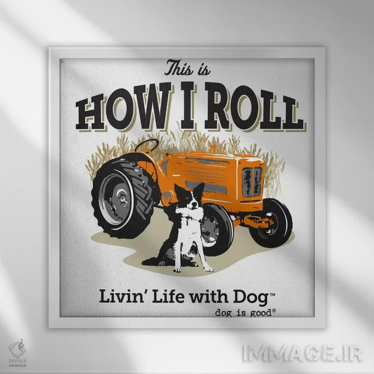 تابلو سبک زندگی من با تراکتور I اثر داگ ایز گود اند کت ایز گود (برند طراحی) - نمای قابدار سفید