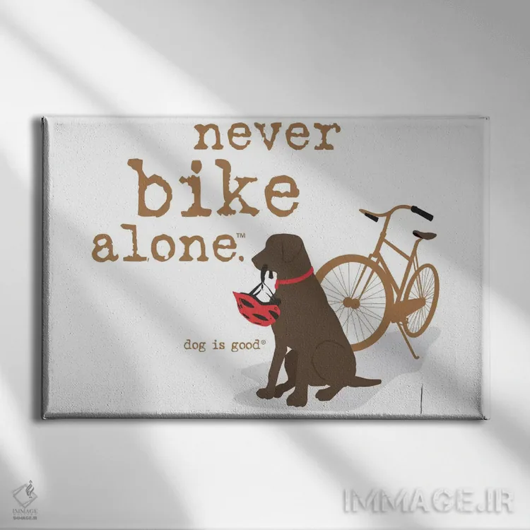 تابلو هرگز تنها دوچرخهسواری نکن اثر داگ ایز گود اند کت ایز گود (برند طراحی) - نمای روبهرو روی دیوار