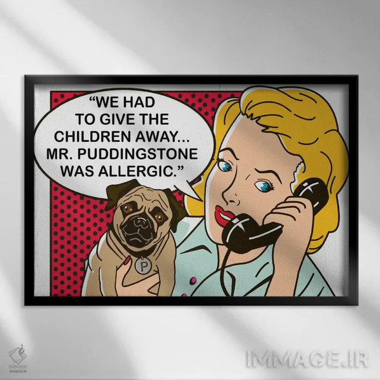 تابلو آقای پاباورگاستون اثر داگ ایز گود اند کت ایز گود (برند طراحی) - نمای قابدار مشکی