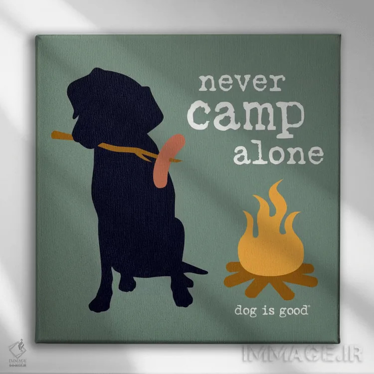 تابلو هرگز تنها کمپ نزن I اثر داگ ایز گود اند کت ایز گود (برند طراحی) - نمای روبهرو روی دیوار