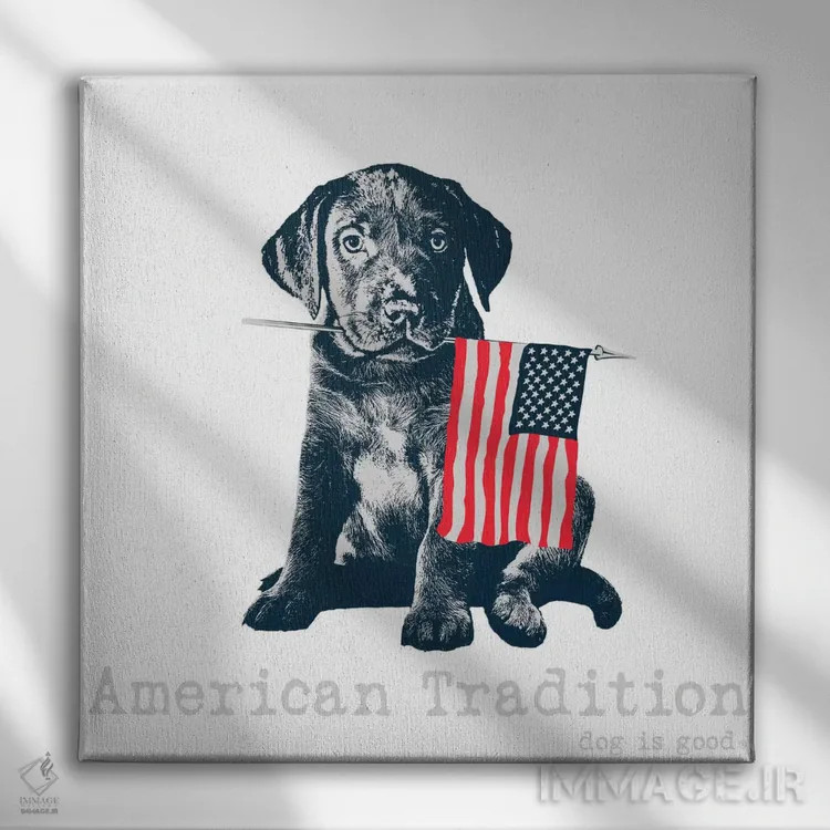 تابلو سنت آمریکایی اثر داگ ایز گود اند کت ایز گود (برند طراحی) - نمای روبهرو روی دیوار