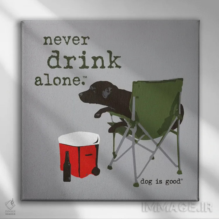 تابلو هرگز تنها ننوش اثر داگ ایز گود اند کت ایز گود (برند طراحی) - نمای روبهرو روی دیوار