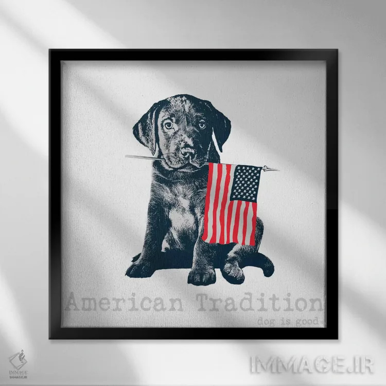 تابلو سنت آمریکایی اثر داگ ایز گود اند کت ایز گود (برند طراحی) - نمای قابدار مشکی