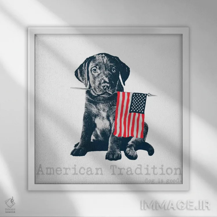 تابلو سنت آمریکایی اثر داگ ایز گود اند کت ایز گود (برند طراحی) - نمای قابدار سفید