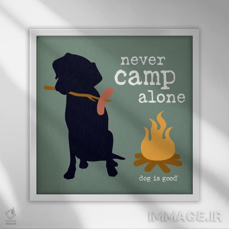 تابلو هرگز تنها کمپ نزن I اثر داگ ایز گود اند کت ایز گود (برند طراحی) - نمای قابدار سفید