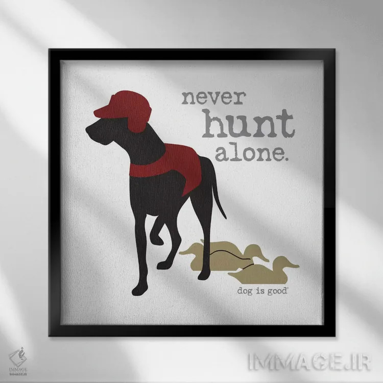 تابلو هرگز تنها شکار نرو اثر داگ ایز گود اند کت ایز گود (برند طراحی) - نمای قابدار مشکی