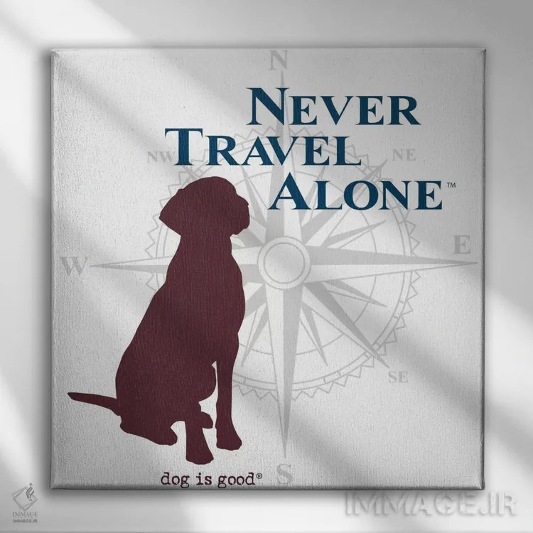 تابلو هرگز تنها سفر نکن II اثر داگ ایز گود اند کت ایز گود (برند طراحی) - نمای روبهرو روی دیوار