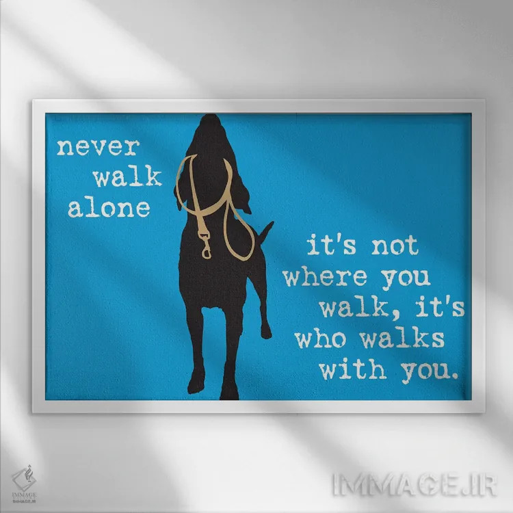 تابلو هرگز تنها قدم نزن I اثر داگ ایز گود اند کت ایز گود (برند طراحی) - نمای قابدار سفید