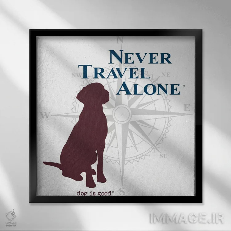 تابلو هرگز تنها سفر نکن II اثر داگ ایز گود اند کت ایز گود (برند طراحی) - نمای قابدار مشکی