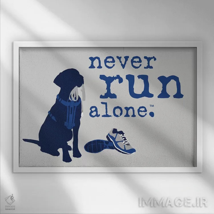 تابلو هرگز تنها ندو اثر داگ ایز گود اند کت ایز گود (برند طراحی) - نمای قابدار سفید