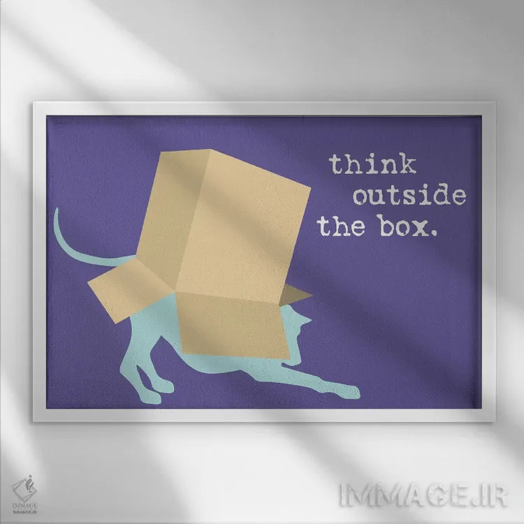 تابلو خارج از چارچوب اثر داگ ایز گود اند کت ایز گود (برند طراحی) - نمای قابدار سفید