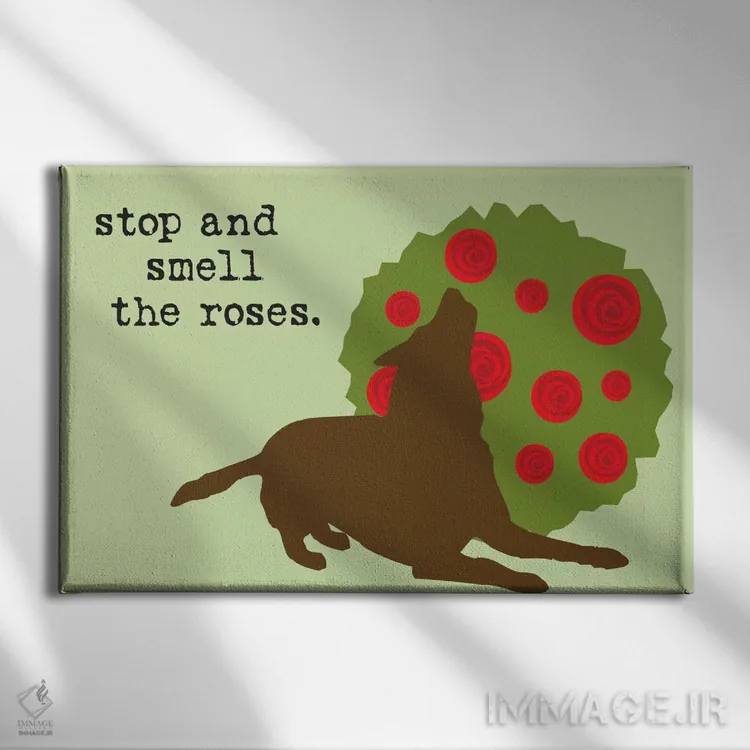تابلو بوی گلها را حس کن اثر داگ ایز گود اند کت ایز گود (برند طراحی) - نمای روبهرو روی دیوار