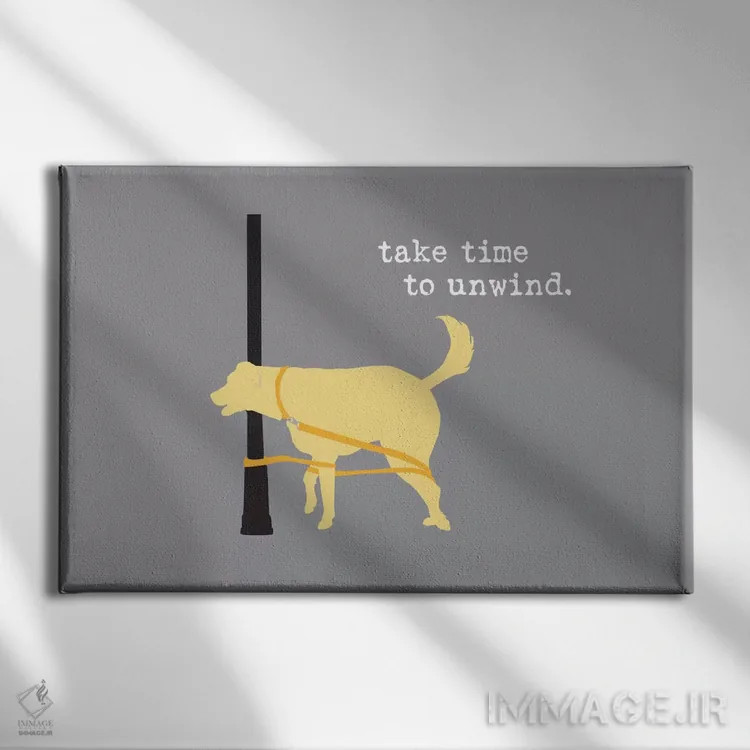 تابلو آرام بگیر اثر داگ ایز گود اند کت ایز گود (برند طراحی) - نمای روبهرو روی دیوار