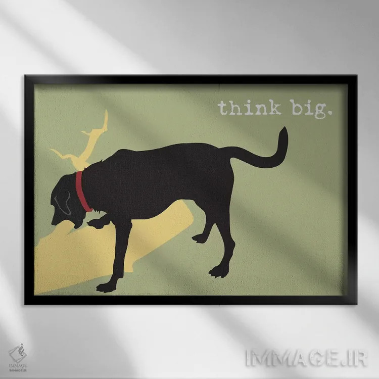 تابلو بزرگ بیندیش اثر داگ ایز گود اند کت ایز گود (برند طراحی) - نمای قابدار مشکی