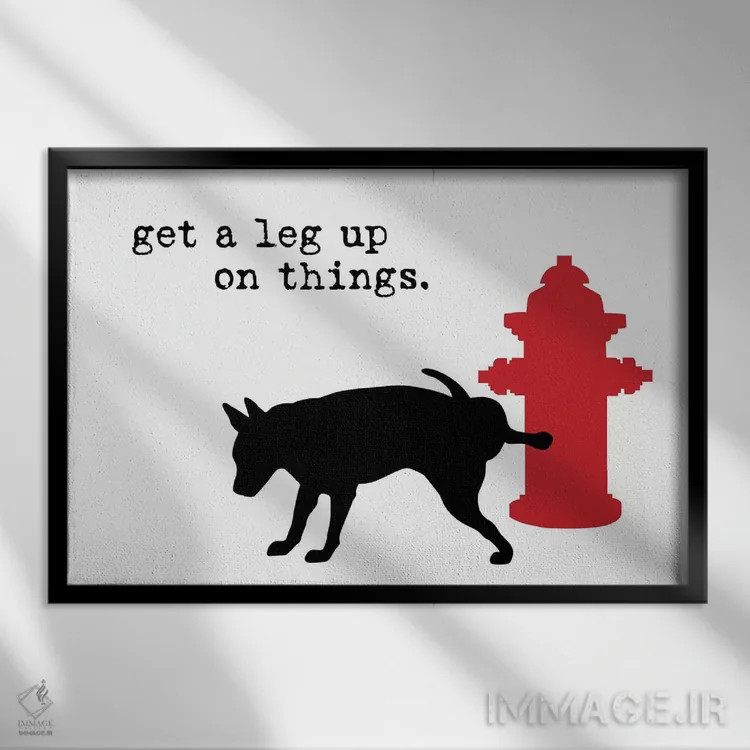 تابلو یک گام جلوتر روی سفید اثر داگ ایز گود اند کت ایز گود (برند طراحی) - نمای قابدار مشکی