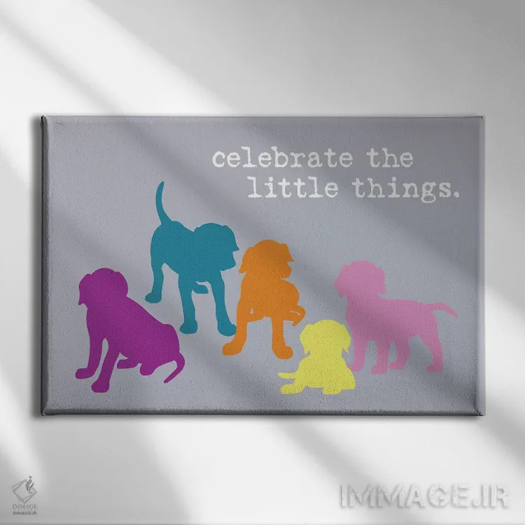 تابلو چیزهای کوچک، رنگارنگ اثر داگ ایز گود اند کت ایز گود (برند طراحی) - نمای روبهرو روی دیوار