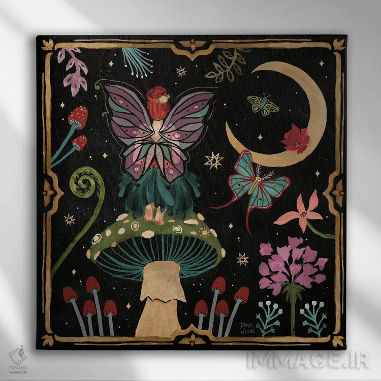 تابلو باغ شگفتیها II (تاریک) اثر باورا جون - نمای روبهرو روی دیوار