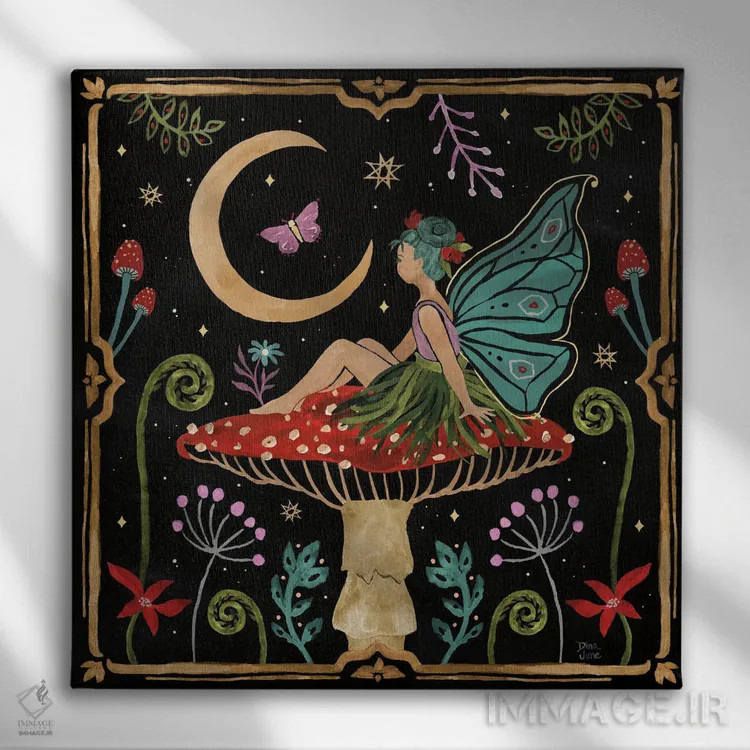 تابلو باغ شگفتیها III (تاریک) اثر باورا جون - نمای روبهرو روی دیوار