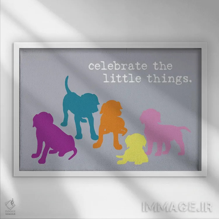 تابلو چیزهای کوچک، رنگارنگ اثر داگ ایز گود اند کت ایز گود (برند طراحی) - نمای قابدار سفید