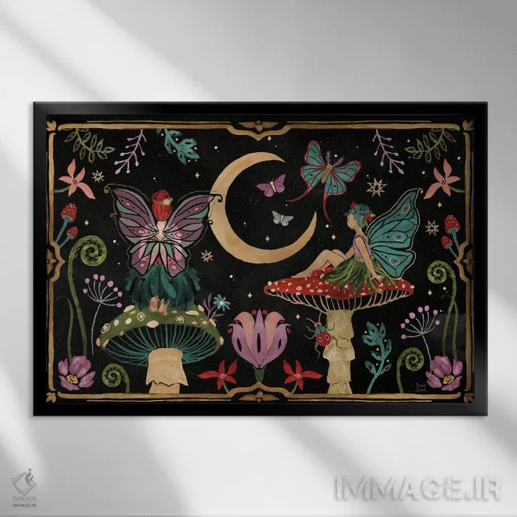 تابلو باغ شگفتیها I (تاریک) اثر باورا جون - نمای قابدار مشکی