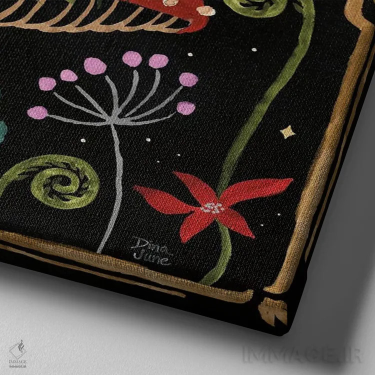 تابلو باغ شگفتیها III (تاریک) اثر باورا جون - نمای نزدیک بافت بوم